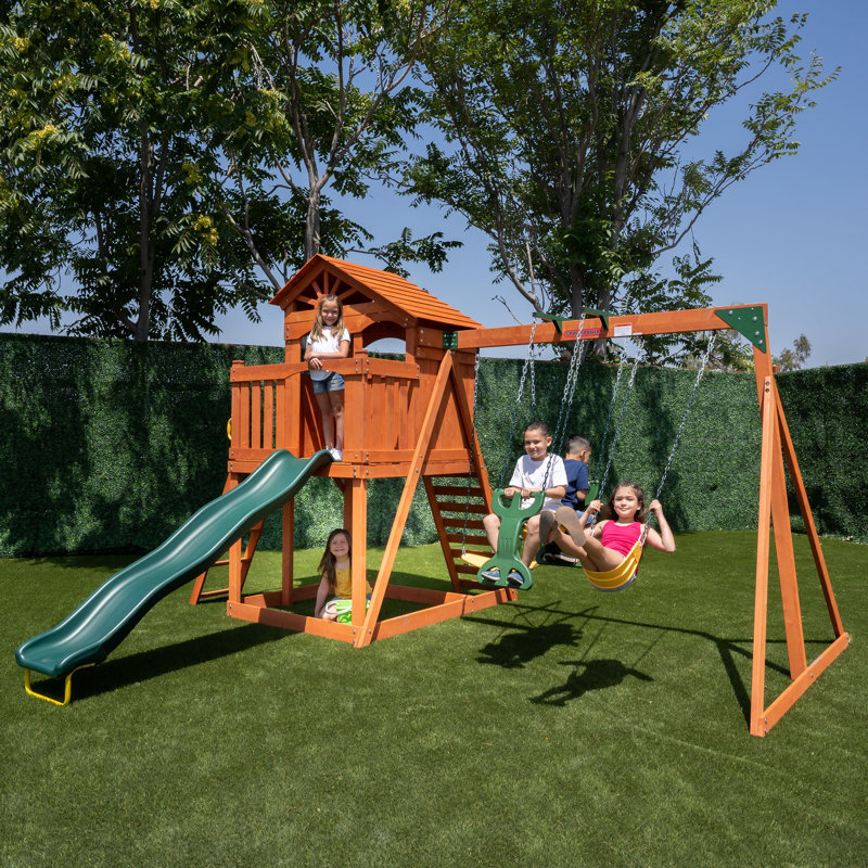 Portique en bois Sportspower Oak Grove avec garantie à vie sur glissière moulée par soufflage de 8 pi