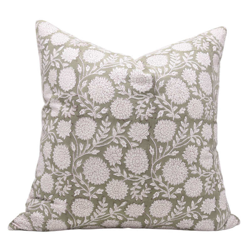 Housse de coussin intérieure / extérieure en coton floral Rajat, H 20 po x l 20 po