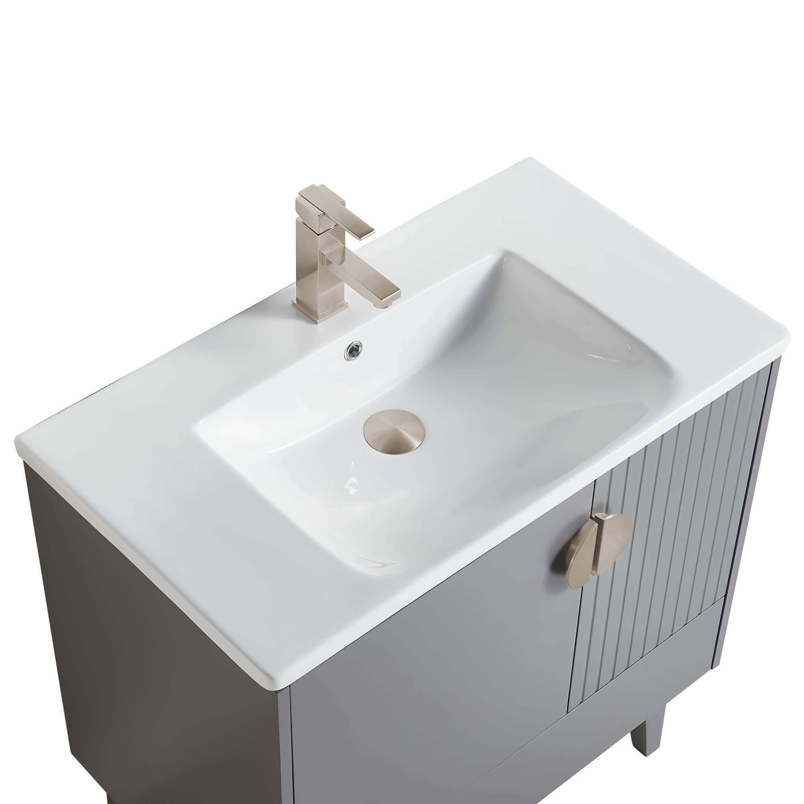 Saimah 30'' Single Bathroom Vanity, Rock Gray, Satin Nickel