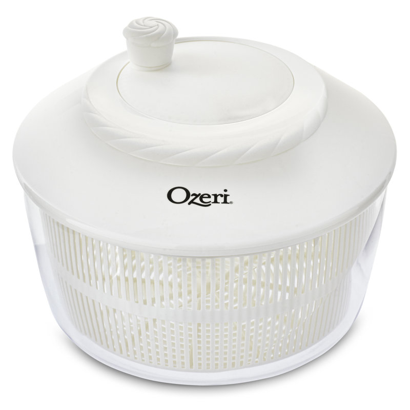 Italian Made Fresca Salad Spinner and Serving Bowl Rotator, White