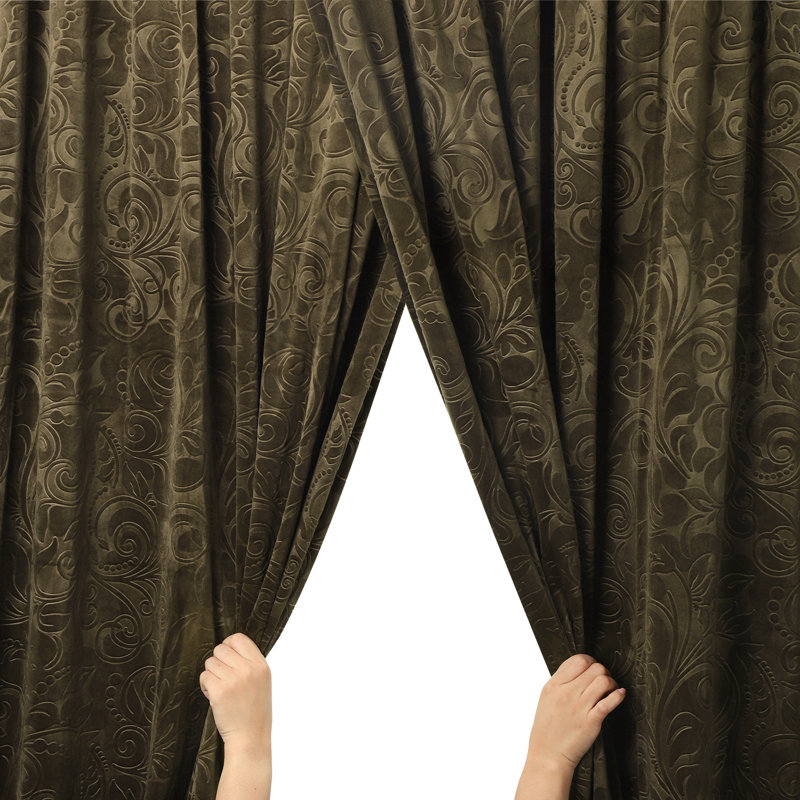 Johnalyn Velvet Blackout Curtain Pair, Gold, 52" W x 108" L