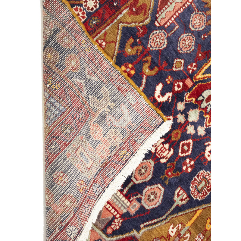 Purple-navy Tribal 4X8 Hamedan Oriental Area Rug