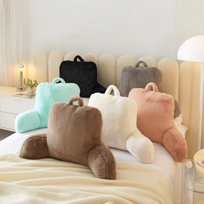 Rabbit Faux Fur Backrest Pillow, Taupe