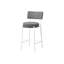 Tabouret de bar, hauteur de comptoir, ensemble de 2, cuisine, tissu gris, métal blanc, contemporain, moderne-1847209417