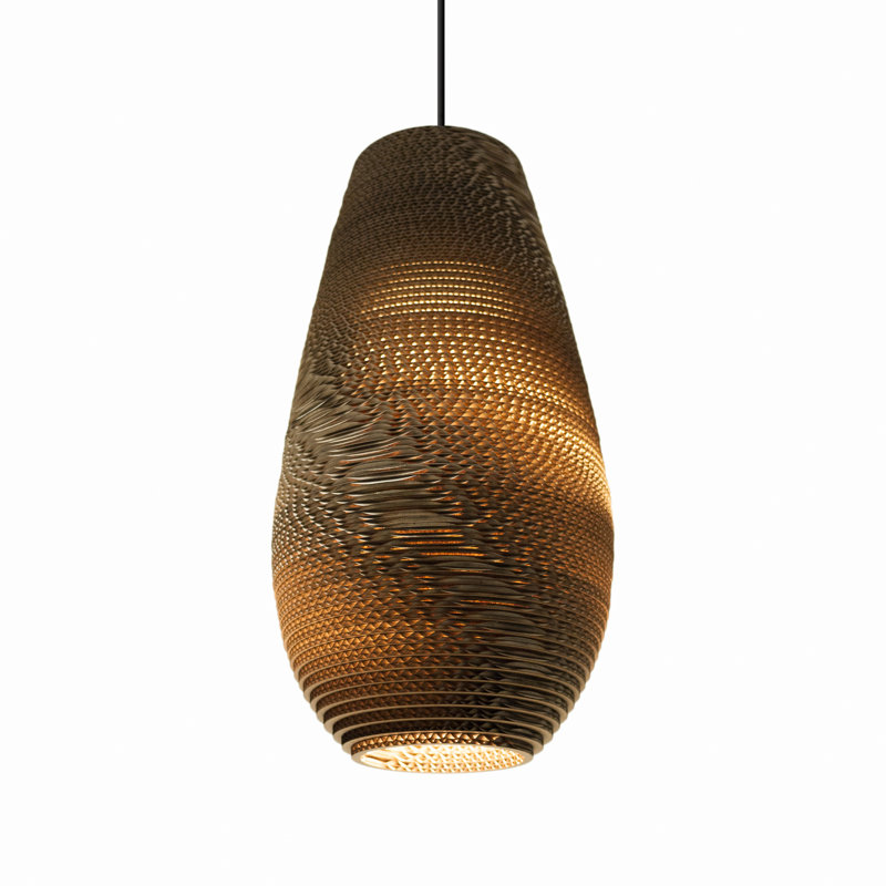 Scraplights Recycled Cardboard Pendant Light - Drop, Natural, 22" H x 12" W x 12" D