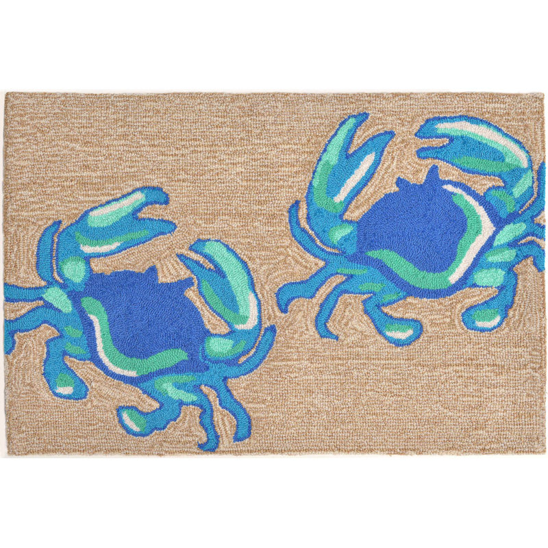 Tapis de cuisine Anchoretta, Rectangle 1 pi 8 po x 2 pi 6 po, Beige/bleu