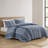 3 Pieces Full/Queen Striped Cotton Comforter Set,Blue