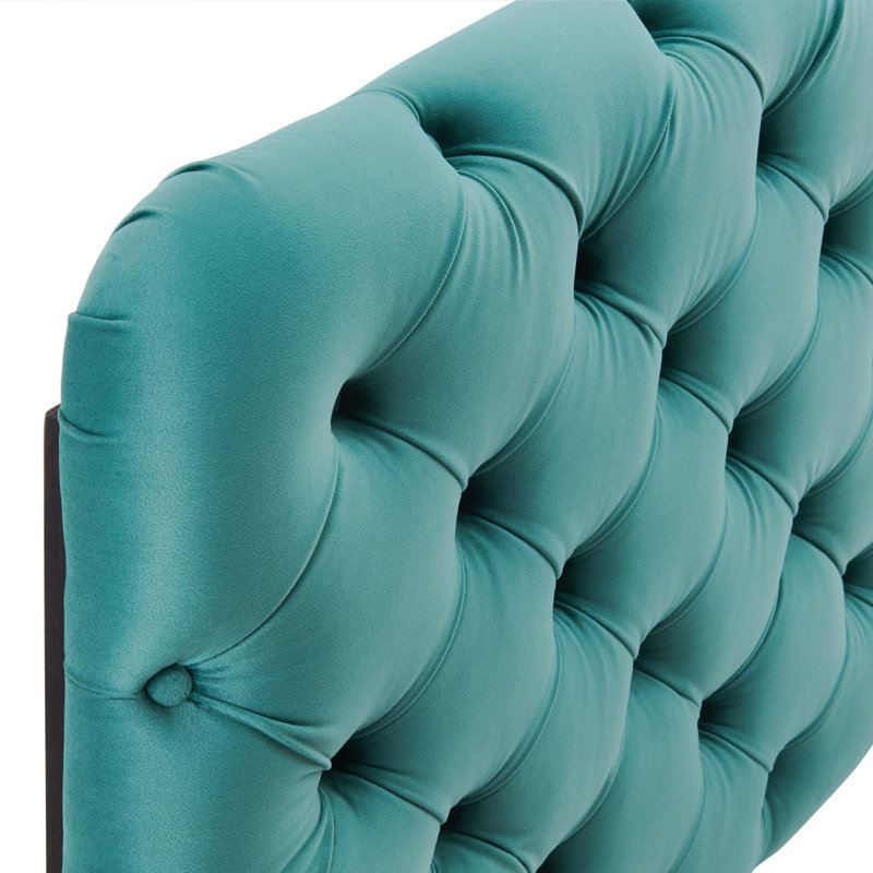 Tête de lit Lizzy, Tissage uni bleu sarcelle, Simple