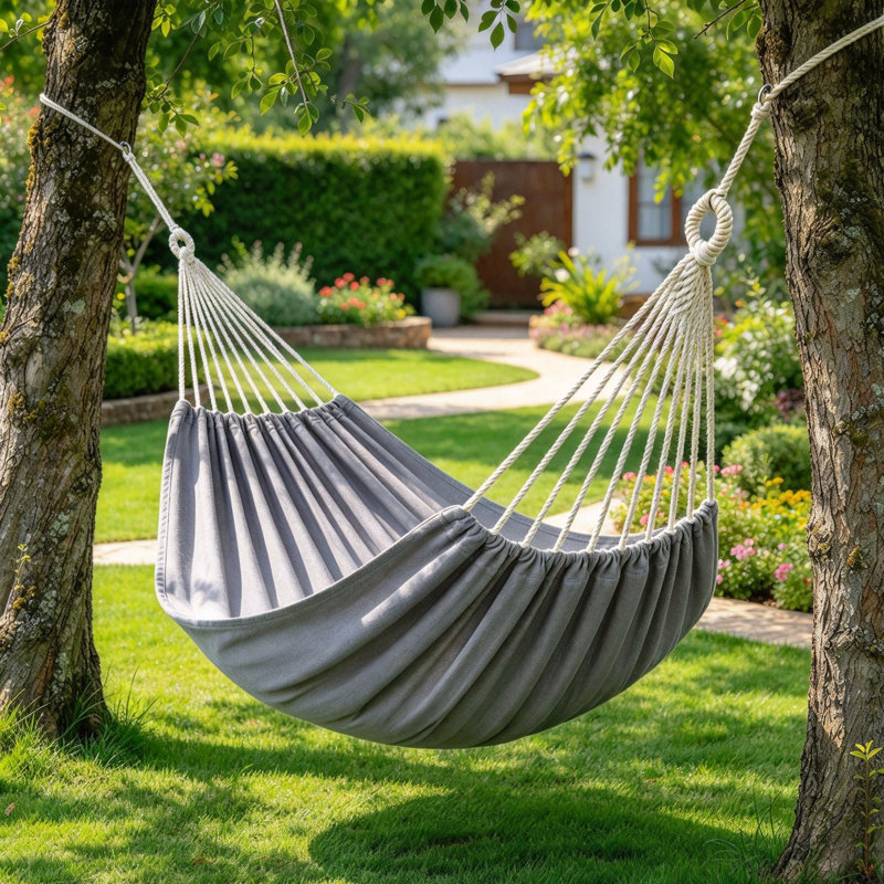 2 Person Extra Large Canvas Hammock 330 x 150 cm for Patio (Grey)