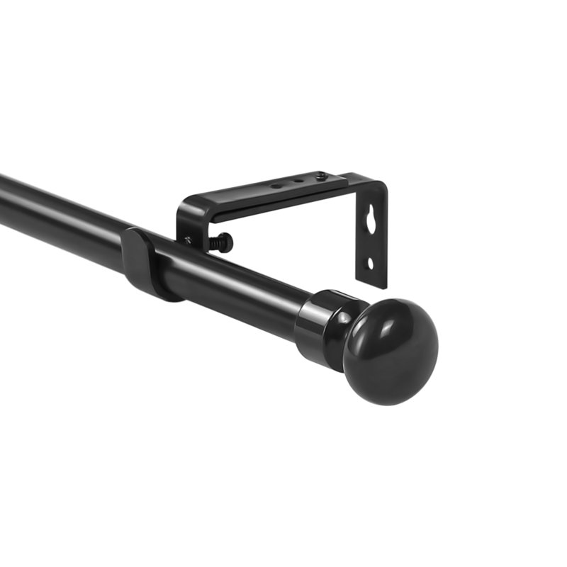 Tringle à rideau simple avec drapeaux Pomonok Finial, Noir, H 1 po x l 84 po x P 1 po