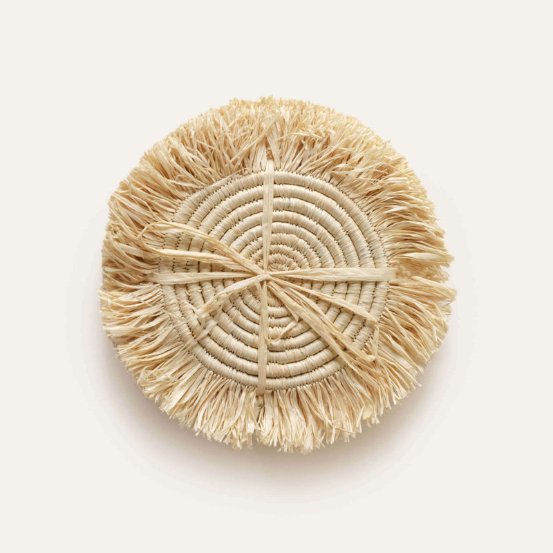 Sous-verres en frange de raphia, Beige