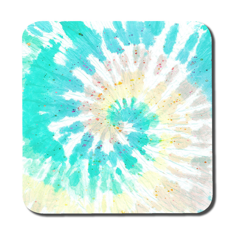 Square 6 Piece Coaster Set, Green/Blue