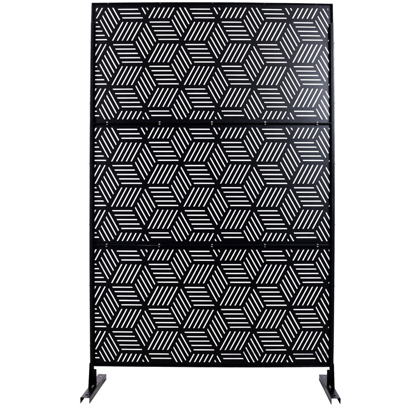 Outdoor & Indoor Privacy Screen Metal Privacy Screen 76" H×48" W, Black