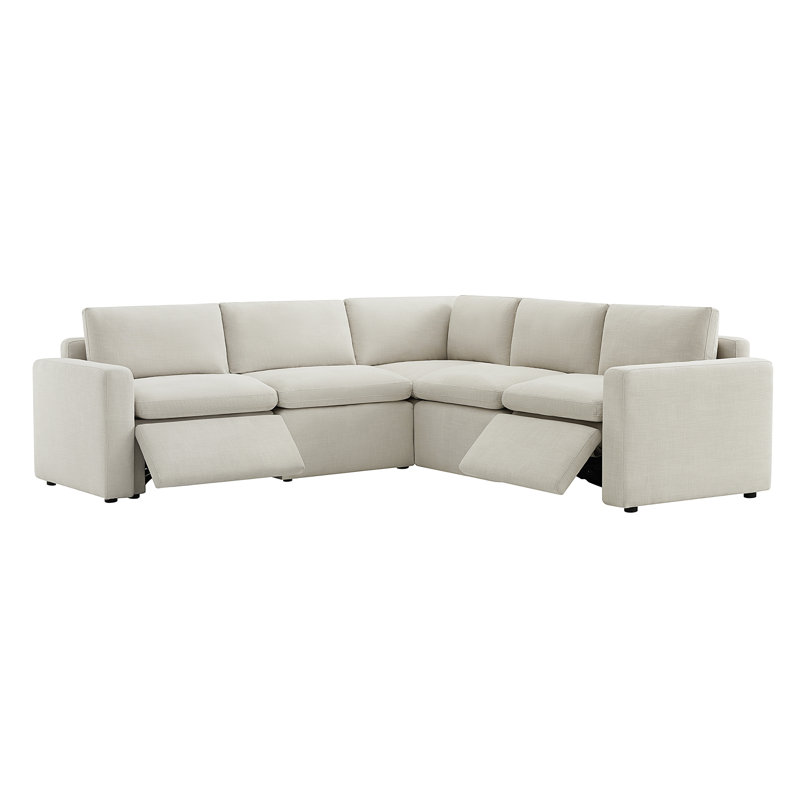 Canapé modulaire inclinable électrique 5 pièces Lana, Beige Linen