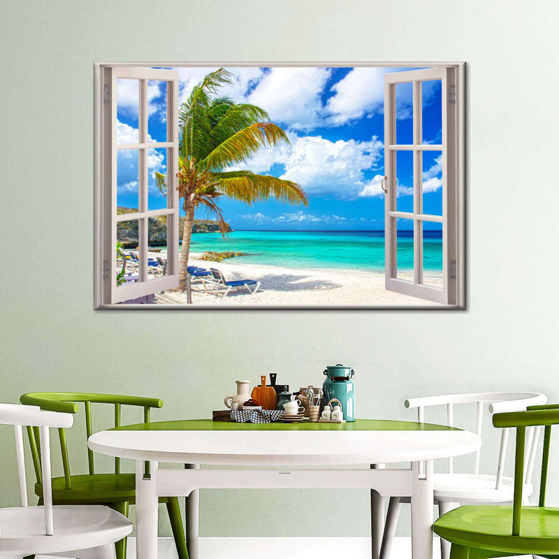 «White Beach Window View», reproduction sur toile, H 8 po x l 12 po x P 1 po