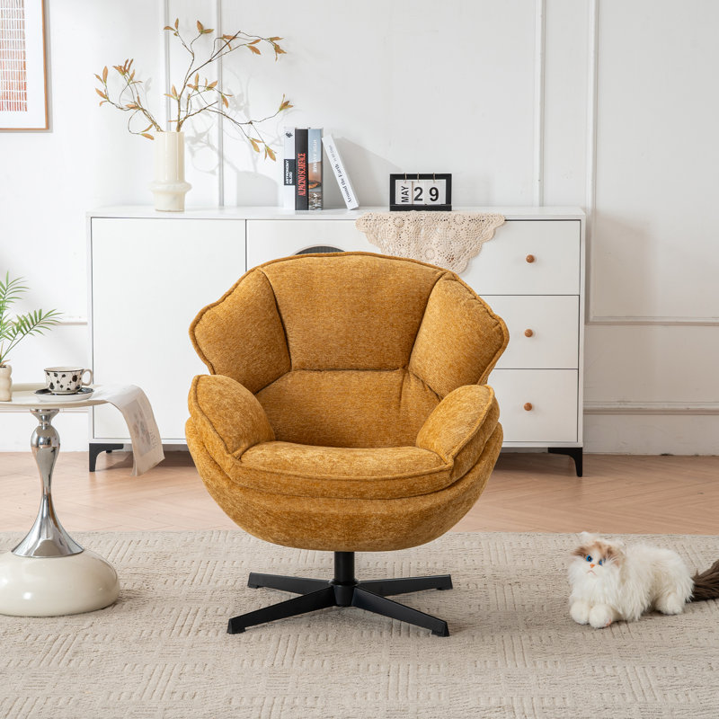 Fauteuil d'appoint pivotant rembourré et capitonné, Brun