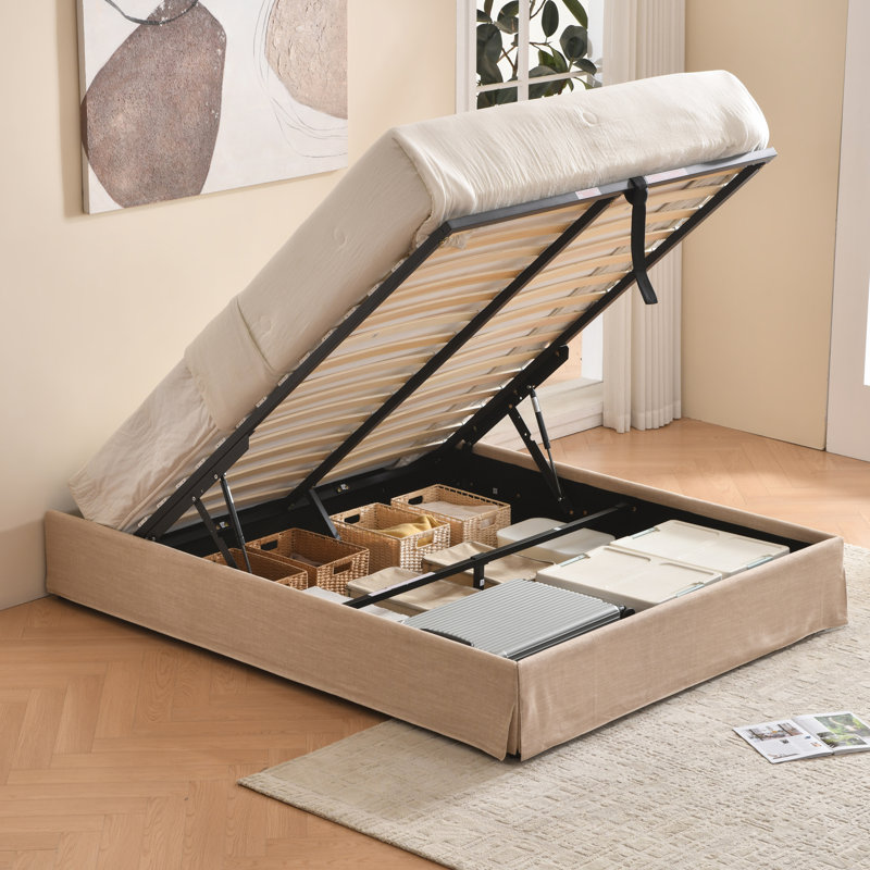 Lit escamotable avec rangement Morghen, Grand lit, Beige