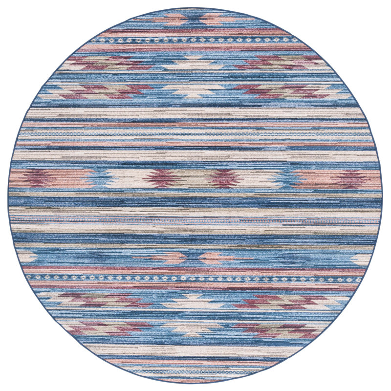 Klifton Performance Machine Washable Southwestern Rug, Round 6'