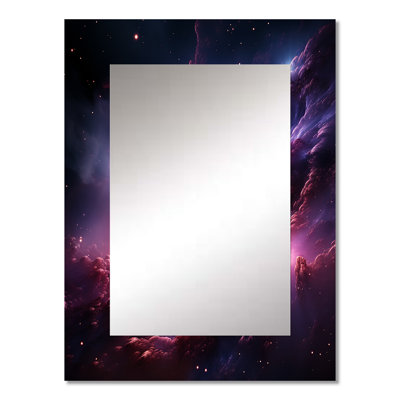 Abstract purple galaxy storm I - Abstract Spirals Large Wall Mirror, Pink Unique Mirror, Printed Metal Art