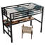 Lit mezzanine simple en métal avec bureau, prise de courant et lumières DEL, conception silencieuse et peu encombrante pour enfants et adolescents, noir