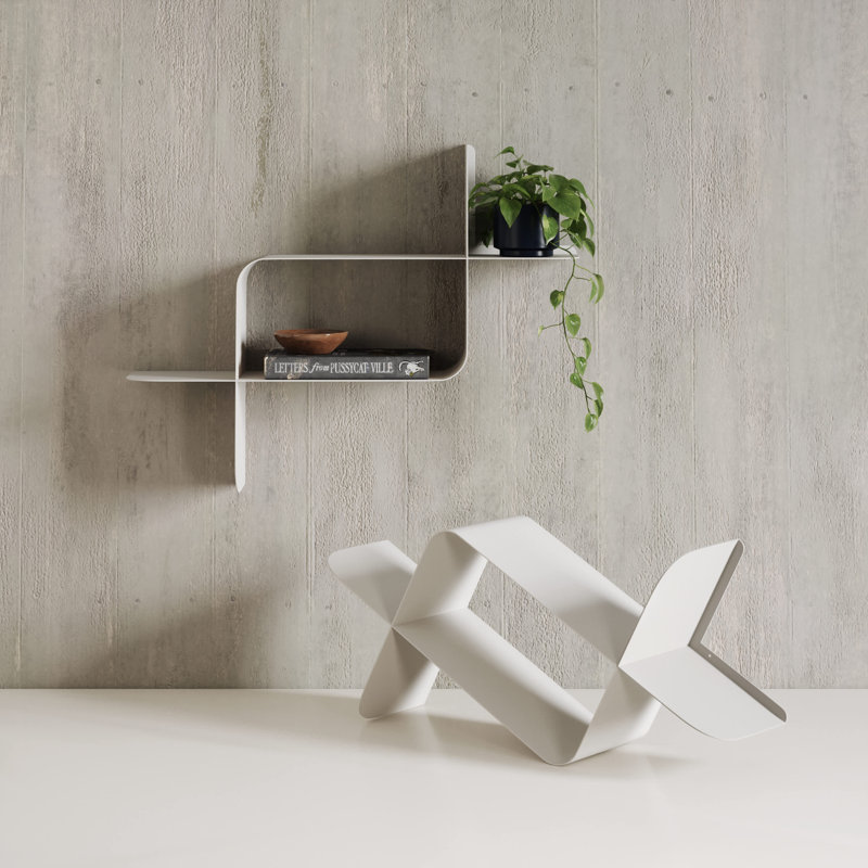 Montage Modern Wall-Mounted Floating Shelf - Set of 2, White