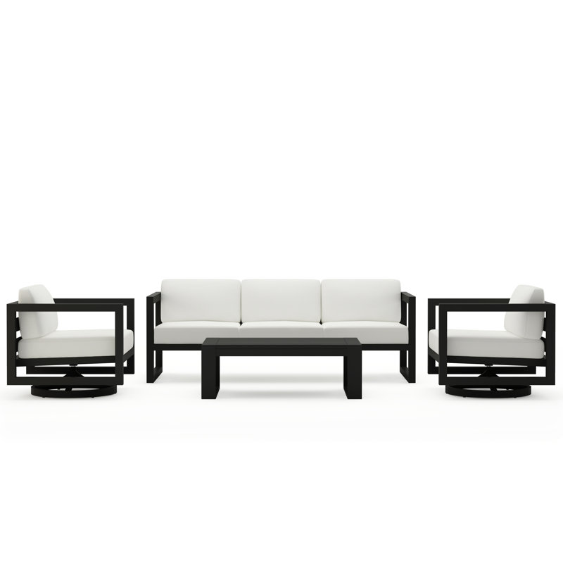 Avion 4 Piece Sofa Set With Swivel, Slate, Canvas Natural Sunbrella® Canvas