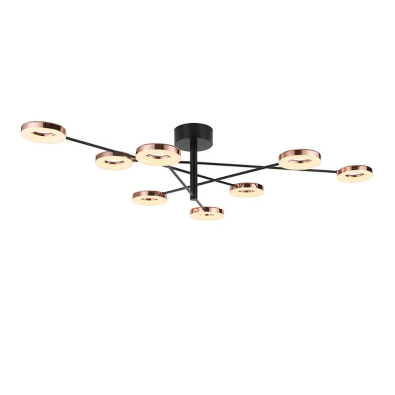 Lustre géométrique à DEL 7 lumières Abraheem, Noir / Cuivre