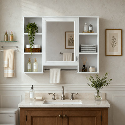 Armoire à pharmacie murale avec miroir en blanc Eclat l 41 po x H 28,7 po