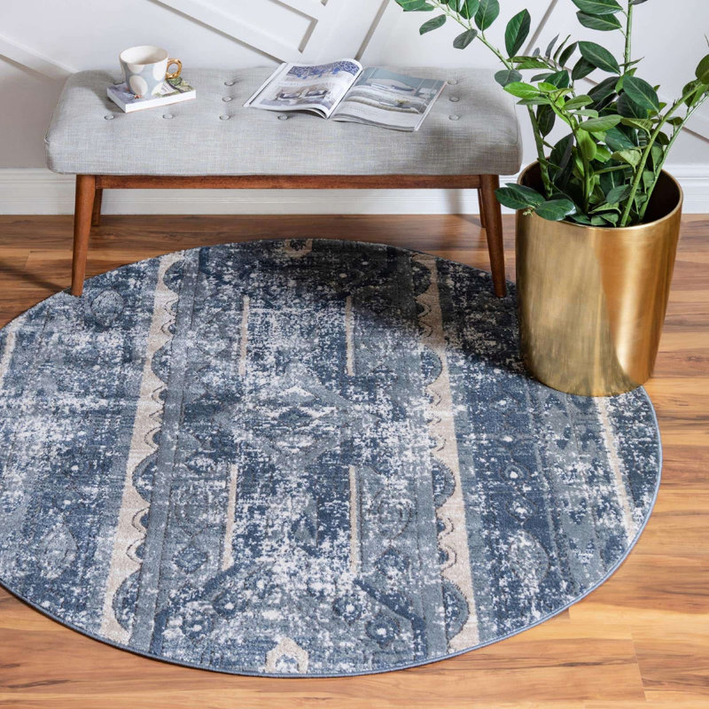 Dunmyer Ikat Indoor Rug, Round 7'