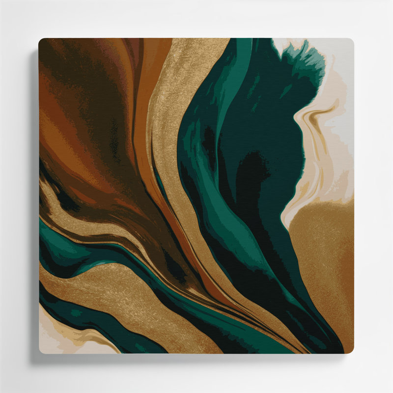 Art mural abstrait en métal vert 69, H 12 po x l 12 po