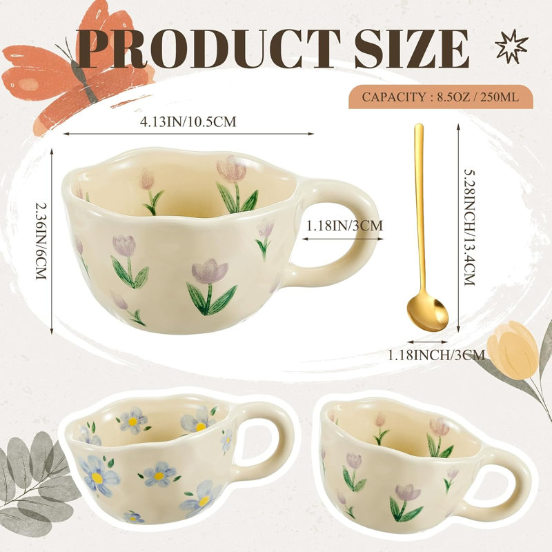 Beautiful floral porcelain tea cup set