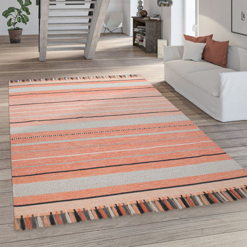 Lowrey Striped Cotton Hand Woven Area Rug, Rectangle 240cm x 340cm
