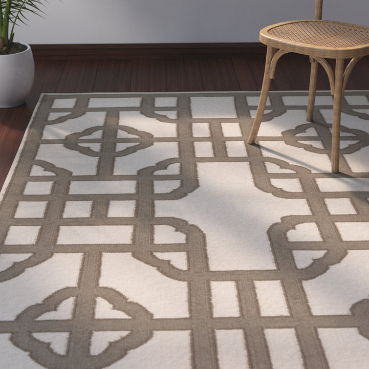 Tapis beige / brun en laine tissé à la main Roberta