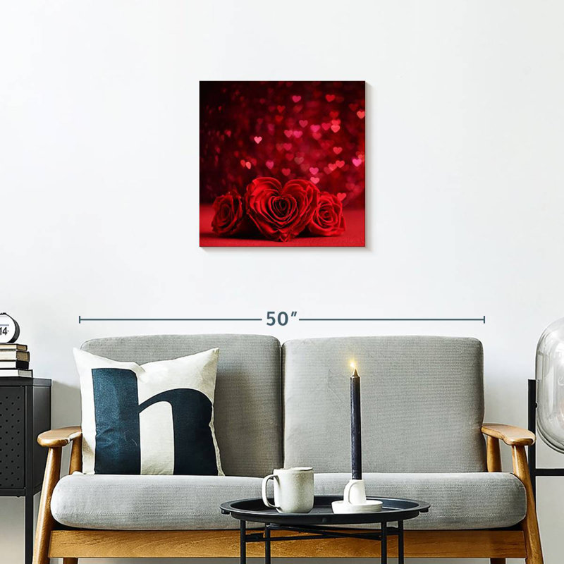 Roses et cœurs rouges Lelend, H 20 po x l 20 po