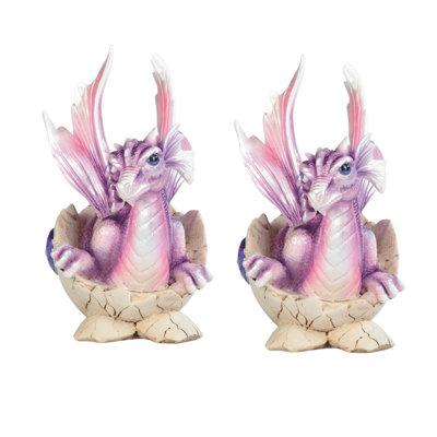 "2-PC Set" ICE ARMOR 4"H February Birthstone Purple Dragon Baby Hatchling Figurine Figurine Statue Ornament Home/Room Decor and Perfect Gift Ideas for House Warming, Holidays and Birthdays Great Collectible Addition