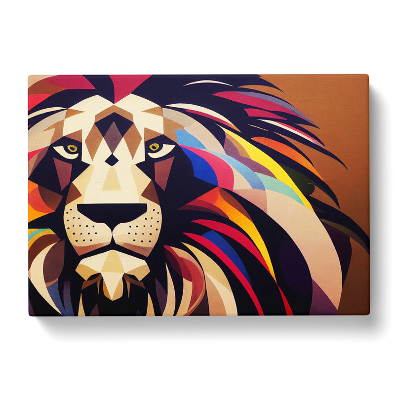 Quirky Lion Abstract - Wrapped Canvas