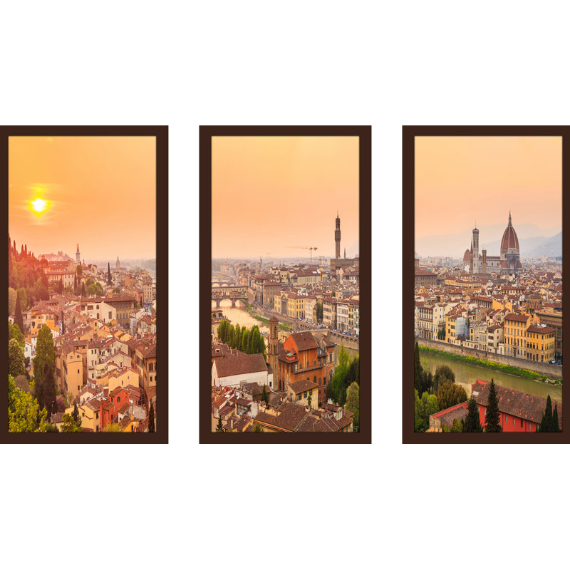 Florence - ensemble de 3 reproductions de photos sur acrylique, H 33,5 po x l 52,5 po x P 1 po
