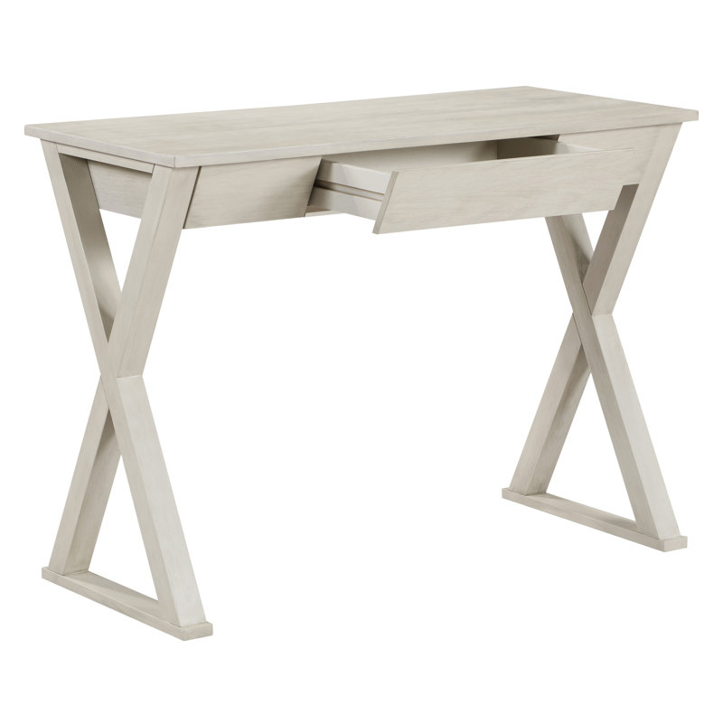 Seniha Solid Wood Writing Desk, Weathered White