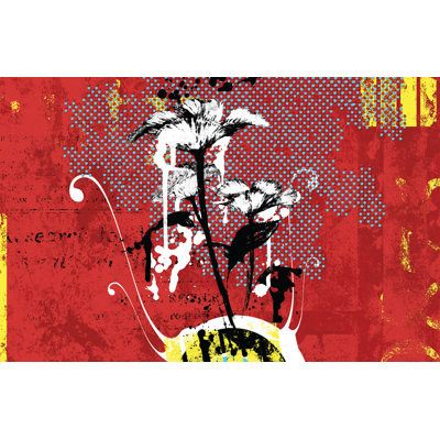 Mod Deco Red Floral - Wrapped Canvas Art Prints
