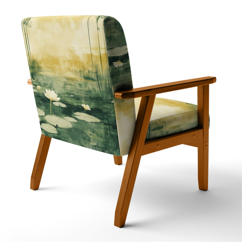 Lotus Upholstered Chair - Lotus By The Pound, Lake Peaceful Side Chair, Brown Square Arms