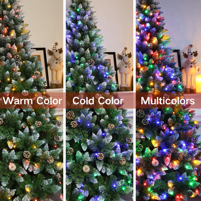 Pre-Lit Artificial Christmas Tree with Multicolour Lights and Hinged Branches, 180cm H