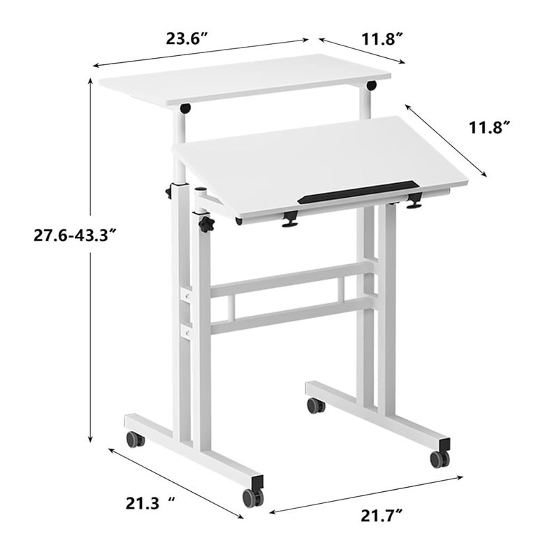 Adjustable Metal Base Computer Desk, White