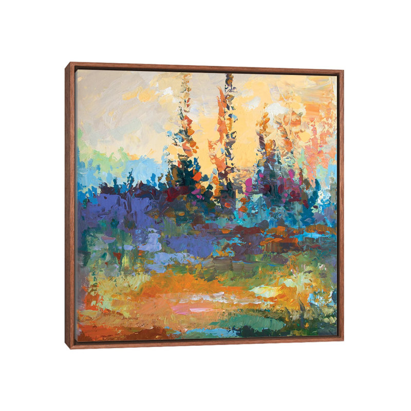 Inspiration by Leon Devenice - Painting on Canvas, 45.72 cm H x 45.72 cm W, Brown Floater Frame
