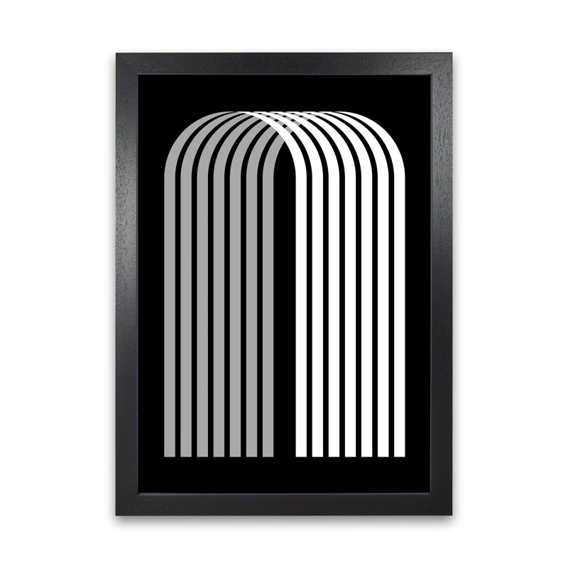 Modern Black And White Geometric Original - Print, Black Frame, 59cm H x 42cm W x 3cm D