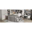 Structure de lit plateforme simple avec bibliothèques et tablettes de rangement, quatre tiroirs, gris-260269451
