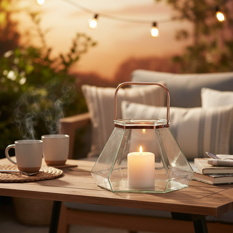8.2'' H Glass Tabletop Lantern