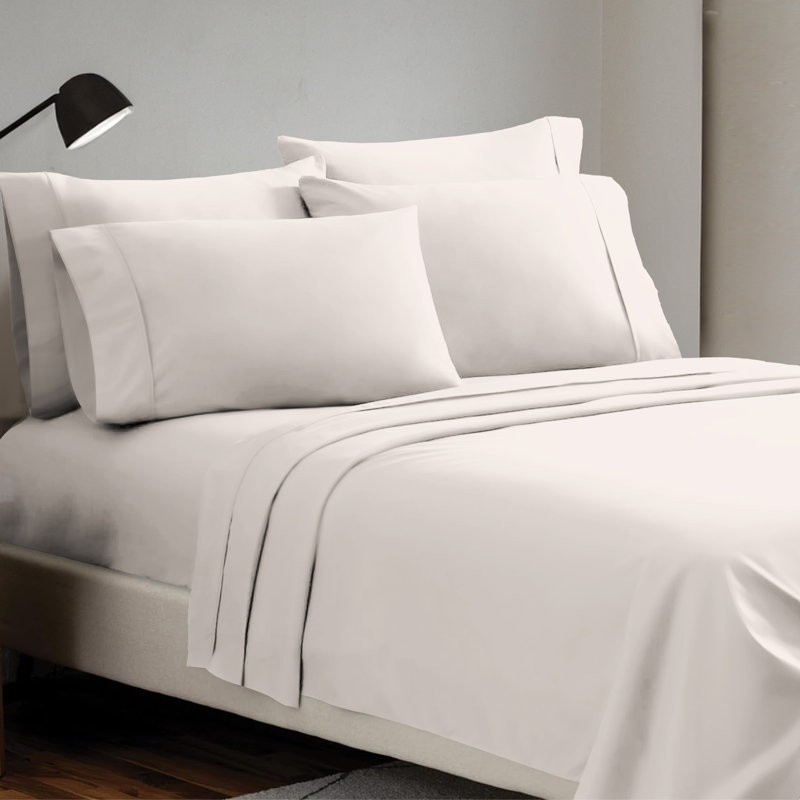Ensemble de draps 4 pièces Paarizaat 8000 Series, Os, Ensemble de draps pour taille de lit double avec t