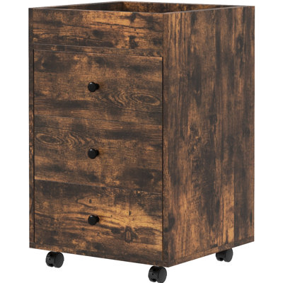 Rustic Brown Cabinet For Office - 3 Drawers And Removable Tray Efficient Storage Organization , Drawer With Tray, Tidy Functional Workspace