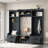 Blue finish 4-in-1 hall tree with storage bench, 7 hooks, drawers, and cabinet, detachable entryway coat rack (77.9 x 15.5 x 70 in.)