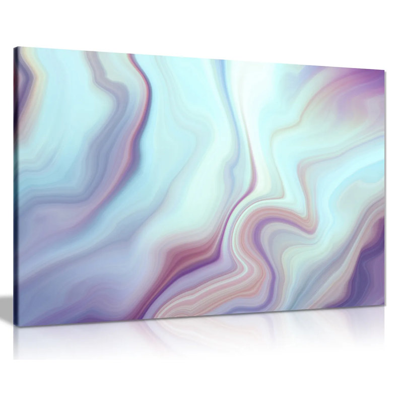 Abstract Modern Contemporary Marbled Lines - Wrapped Canvas Print, 31cm H x 20cm W